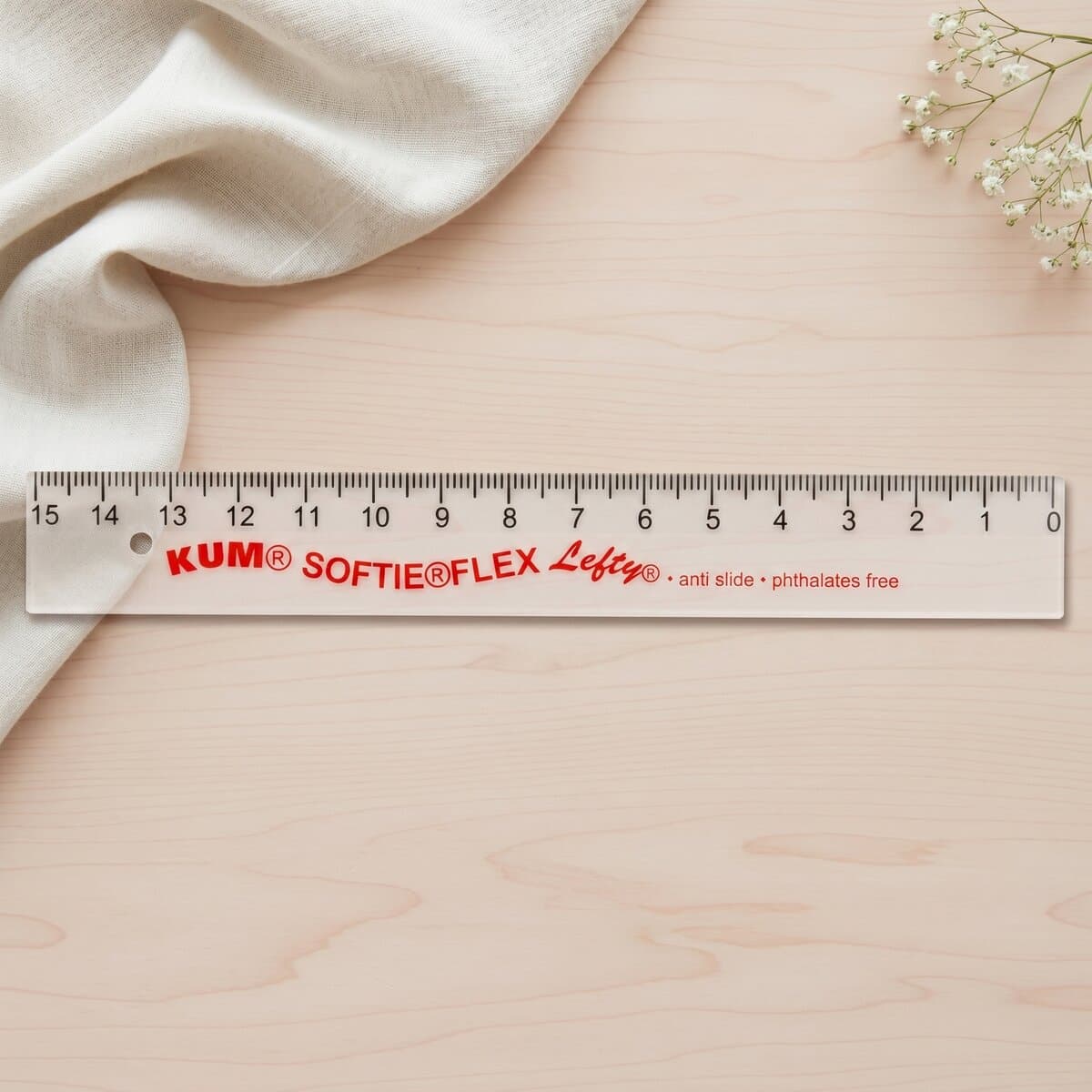 KUM Flexi-Lefty Lineal 15cm — Linkshänder-Lineal, biegsam und bruchsicher